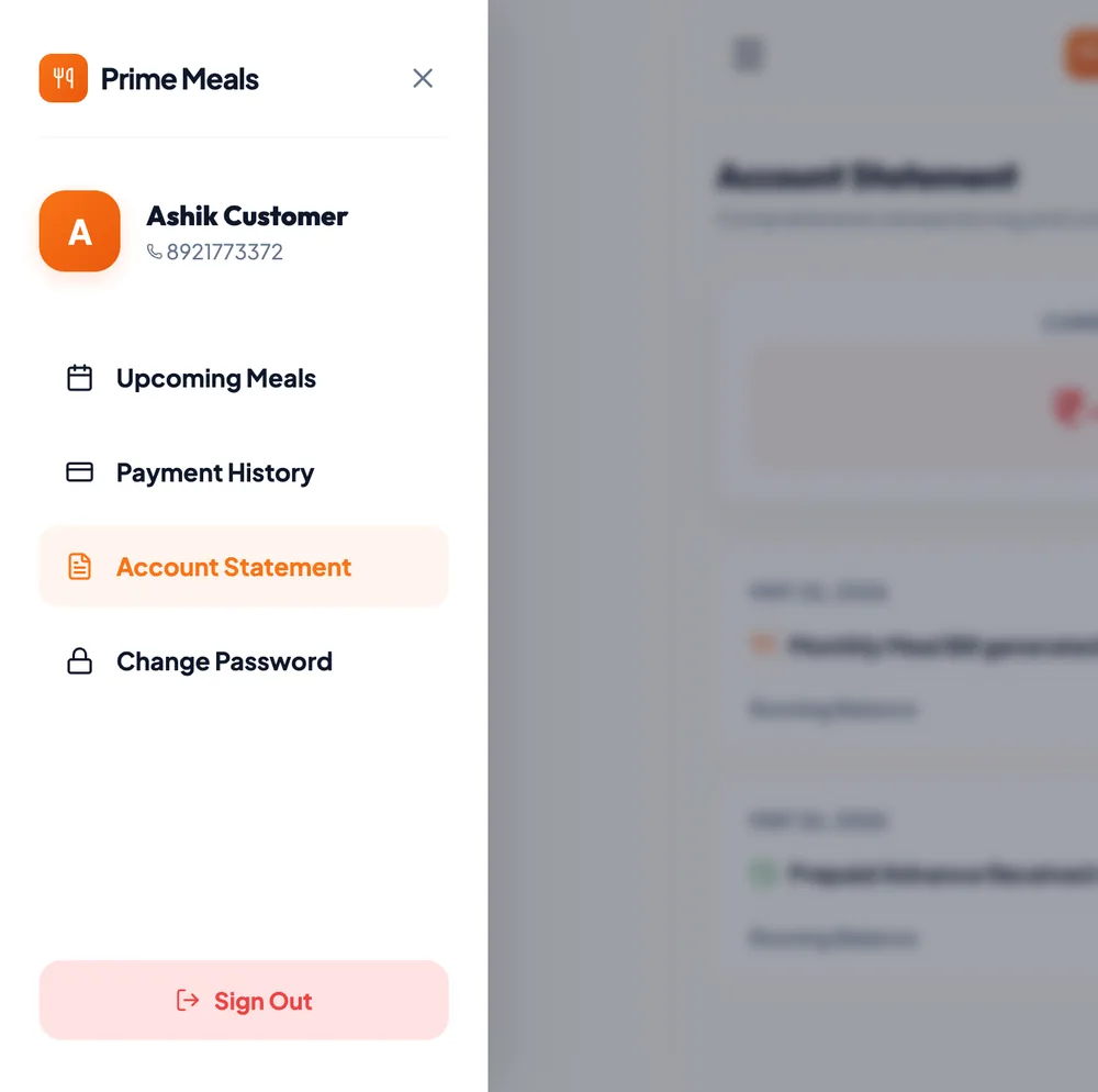 Customer portal account statement preview